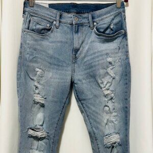 H&M Denim Women's Light Wash Distressed Skinny Jeans Size 34/32